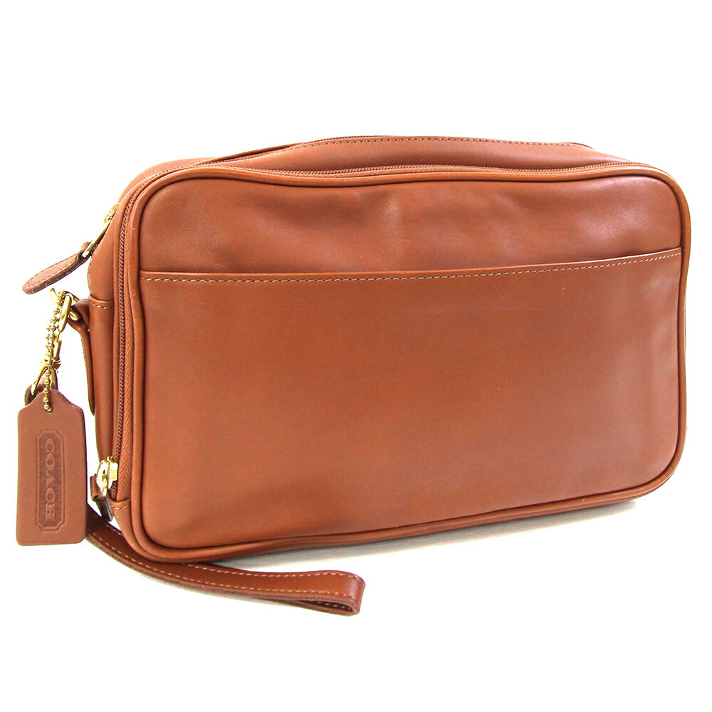 コーチ クラッチバッグ 5330 ブラウン レザー 中古 セカンドバッグ 鞄 ストラップ付 オールドコーチ ヴィンテージ メンズ 男性 COACH