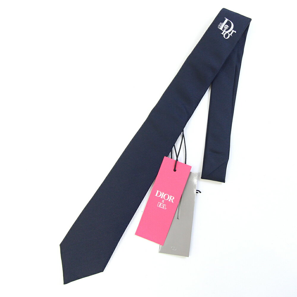 CHRISTIAN DIOR - ディオール ネクタイ DIOR×ERL クラヴァット 7CM 31C1047B0774 502 ネイビー シルク97％ ビスコース2％ PLファイバー1％ 中古 スーツ ビジネス フォーマル ロゴ メンズ DIOR