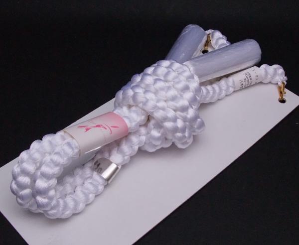 ★礼装用★男物★【羽織紐】レーヨン★（丸−白）★日本製★送料無料