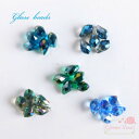 横穴しずくカットガラスビーズ 全5色 10個 グラス しずく チャーム アクセサリーパーツ beads732 GreenRoseYumi