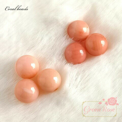 天然素材 珊瑚ビーズ約7mm 全2色 6個 サンゴ コーラル さんご アクセサリーパーツ 夏 海 TB-227 GreenRoseYumiのサムネイル