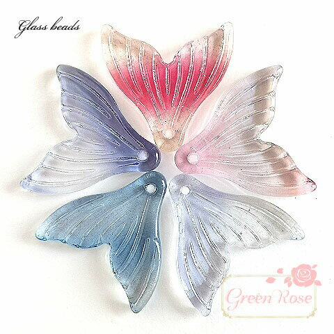 ガラスビーズ テール グラデーション 全5色 10個 アクセサリーパーツ beads828 GreenRoseYumi