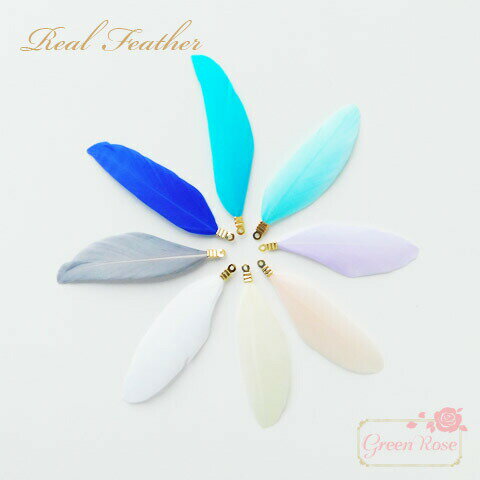 【卸売り】単価29.8円 エンドパーツ付き天然フェザー 10枚/鳥の羽根/鳥/羽/アクセサリー/パーツ/材料/資材/ハンドメイド/ピアス　パーツ/motif220