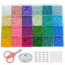 シードビーズセット 24色 2mm 3mm 4mm 手芸 丸カン カニカン ハサミ セット kit41【1set迄ゆうパケット可】 GreenRoseYumi