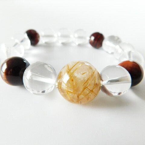 天然石 パワーストーン ブレスレット 水晶 クリスタルレッドタイガーアイ ルチル 母の日 父の日 誕生日 プレゼント NSW-24 GreenRoseYumi