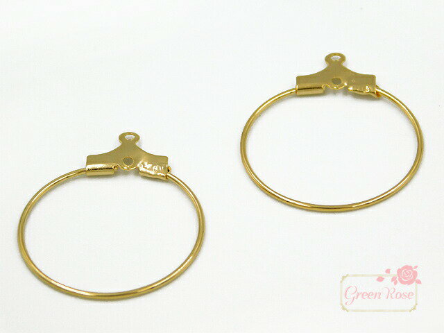 変色しにくい高品質メッキ フープ金具 2個（1ペア） アクセサリー デコ 素材 パーツ 18金メッキ 18KGP 18KGP-014 GreenRoseYumi