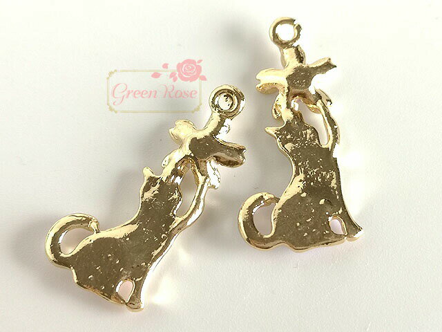 金属カラーチャーム 花ねこ 全4色 4個 ネコ 猫 フラワー 桜 さくら エポ パステルカラー メタル アクセサリーパーツ 材料 j6-4266