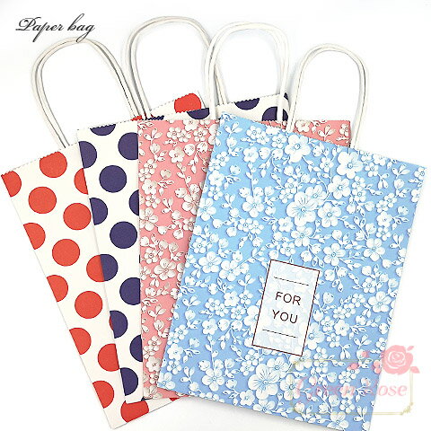 ペーパーバッグ ドット フラワー大 全4タイプ 10枚 紙袋 bag10 GreenRoseYumi