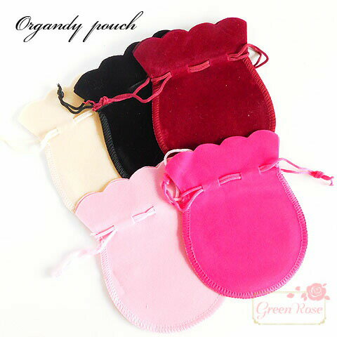 ベロア調アクセサリーポーチ 1枚5色 巾着 ラッピングバック GreenRoseYumi ジュエリー アクセサリー 収納 小物入れ ミニポーチ