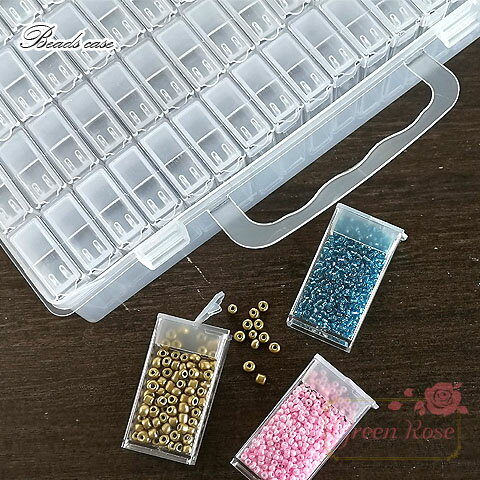 ビーズキャビネット 1ケース 64スロット 収納 パーツケース 小分けケース シードビーズ 透明 【宅配便..