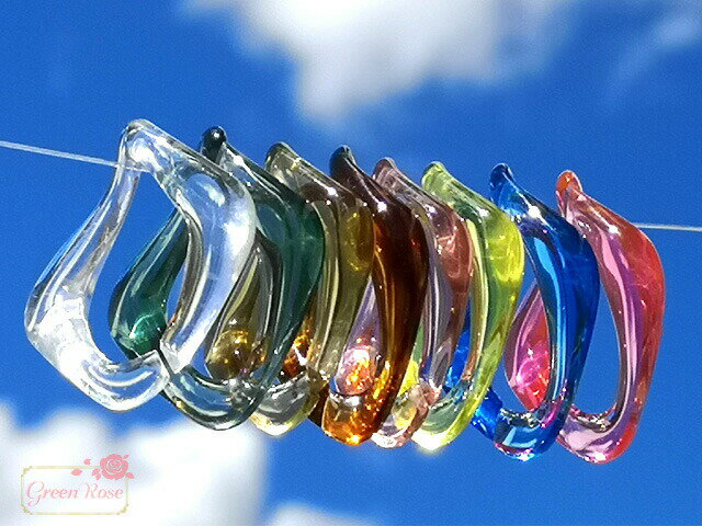 アクセサリーパーツ クリアカラーアクリルチェーンパーツ すかしゆがみスクエア 20個 変形 チェーン アクセサリーパーツ材料YM1-1670 GreenRoseYumi