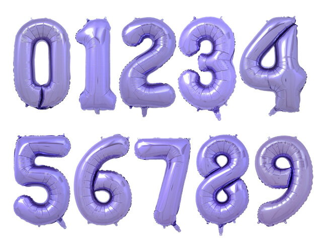 ナンバー バルーン パープル系 メタリック カラー 約70cm 1枚 数字 風船 balloon08 GreenRoseYumi