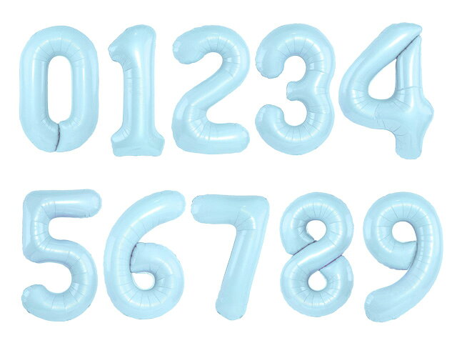 ナンバー バルーン ライトブルー系 パステル カラー 約75cm 1枚 数字 風船 balloon10 GreenRoseYumi