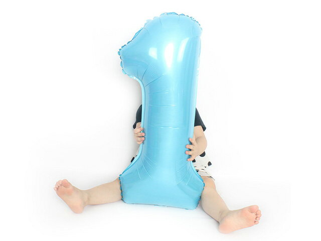 ナンバー バルーン ライトブルー系 パステル カラー 約75cm 1枚 数字 風船 balloon10 GreenRoseYumi