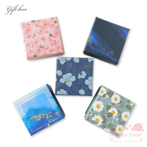 ギフトボックス 柄プリント 51×51mm 全5種 2個 2108 box38 【宅配便】 box38 GreenRoseYumi