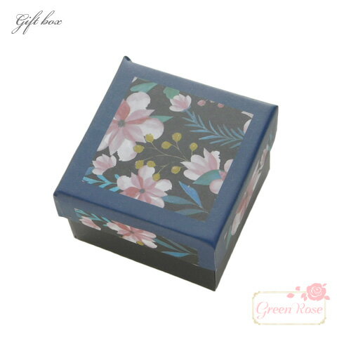 ギフトボックス フラワープリント 淵ネイビー 50×50mm 2個 box42-nv GreenRoseYumi