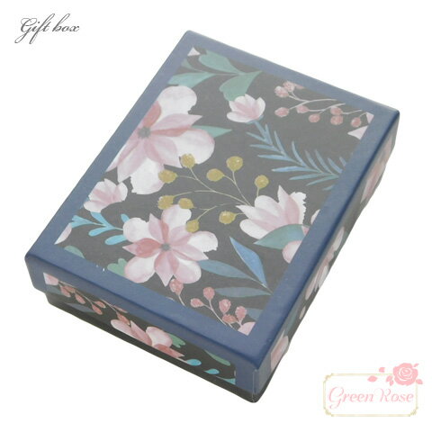 ギフトボックス フラワープリント 淵ネイビー 90×70mm 2個 box45-nv GreenRoseYumi