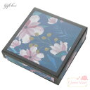 ギフトボックス フラワープリント 淵ブラック 90×90mm 1個 box46-bk GreenRoseYumi