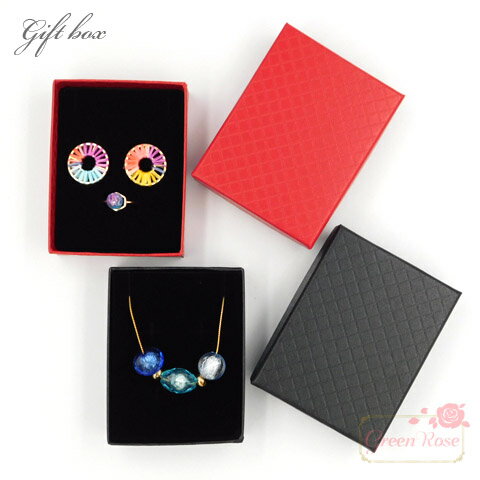 エンボス加工ギフトボックス(大) 1個 全2色 かぶせ箱 貼箱 リング ピアス ネックレスのラッピングに プレゼント box09 GreenRoseYumi【宅...