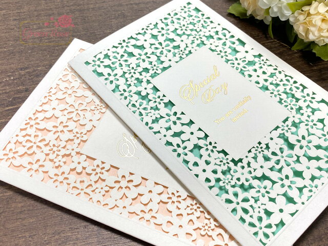 結婚式 招待状 ウェディング ブライダル　文房具　婚約 結婚パーティー 1枚 tools205 GreenRoseYumi