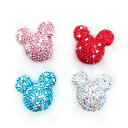 ネズミ ラインストーン ビーズ 立体 大きめ ねずみ マウス 縦穴 キラキラ アクセサリー パーツ 全4色 1個 beads1280 GreenRoseYumi