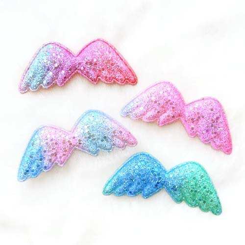 羽 モチーフ 天使 キラキラ ラメ スパンコール グラデーション ハンドメイド 手芸 ハロウィン エンジェル 羽根 アクセサリーパーツ キッズ 10枚 motif690 GreenRoseYumi