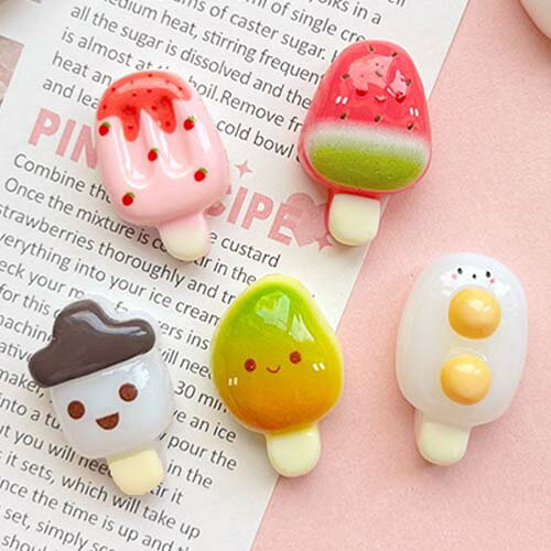 アイス デコパーツ 貼り付け アイスクリーム　5種類4個ずつ 20個 苺 いちご スイカ マンゴー アイスバ..