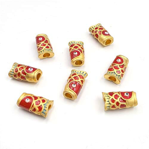 鯉 鯉のぼり メタルビーズ ゴールド ビーズ こい こいのぼり 魚 2個 パーツ アクセサリーパーツ ym9-0115