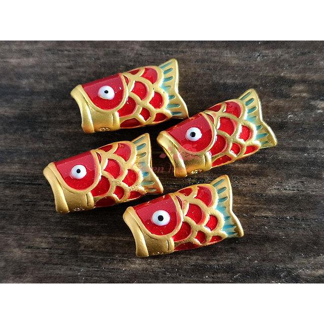 鯉 鯉のぼり メタルビーズ ゴールド ビーズ こい こいのぼり 魚 2個 パーツ アクセサリーパーツ ym9-0115