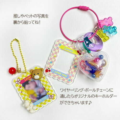 アクリル フレーム プレート キーホルダー チャーム デコ 2個 ym1-2400 GreenRoseYumi