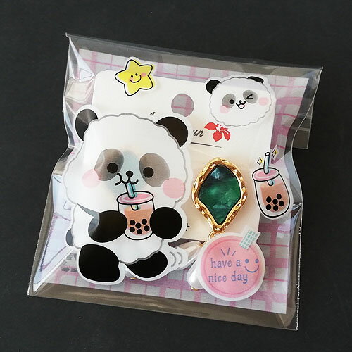 ギフトバッグ ラッピング OPP袋 粘着テープ付き パンダ 10×7cm 約100枚 bag50 GreenRoseYumi