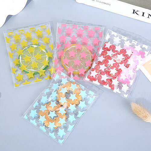 ギフトバッグ ラッピング OPP袋 粘着テープ付き 星柄 スター 13×8cm 約50枚 bag58 GreenRoseYumi