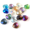 ガラスビーズ オーロラ加工 ハート 8mm 全15色 10個 縦穴 クリア beads1143 GreenRoseYumi