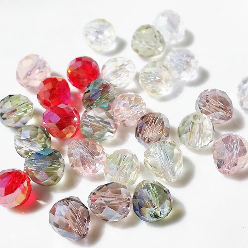ガラス ビーズ 多面 しずく カット オーロラ 6×6mm 20個 クリアカラー 透明 AB加工 サンキャッチャー キラキラ クリスタル beads1245 GreenRoseYumi