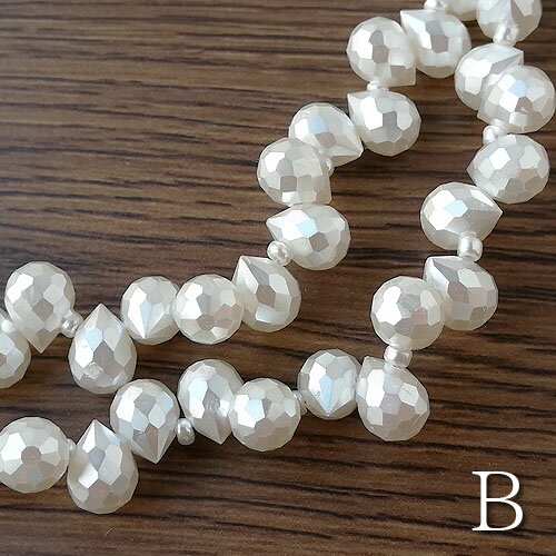 ガラス ビーズ パールカラー ホワイト 2個 しずく 変型 スティック beads1264 GreenRoseYumi