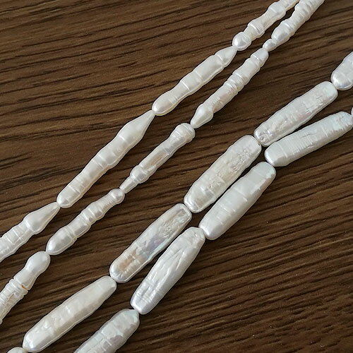 淡水パール スティック ビーズ ケシパール 不揃い 2個 tsp-111 GreenRoseYumi