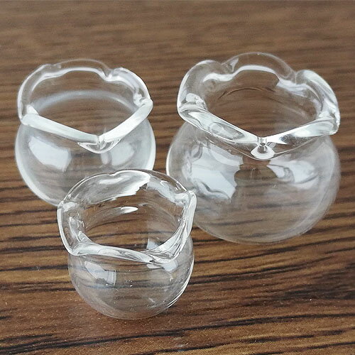 金魚鉢型ガラスドーム 16mm 25mm 2個　レジン　夏風物 オブジェ テラリウム アクセ...