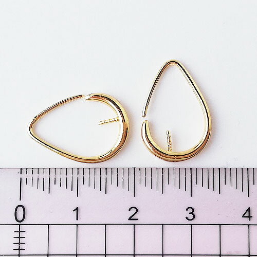 ピアス 　18kgp 芯立て付き ピアス金具 しずく ゴールド 2個 gp-619 GreenRoseYumi