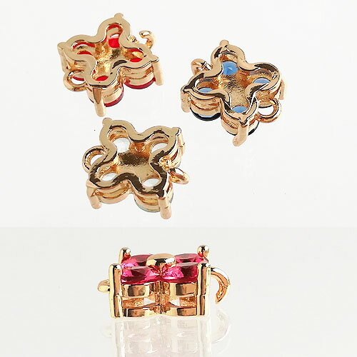 18kgp 真鍮 コネクター 4弁花 キュービックジルコニア