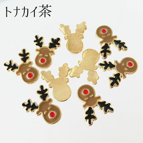 18kgp クリスマス 貼り付け パーツ 全9種 ゴールド 3個 封入 ネイル gp-715 GreenRoseYumi
