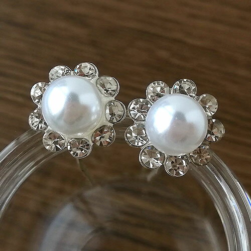 デザインUピン ビジュー パール ストーン 2個 シルバー hap-107 GreenRoseYumi