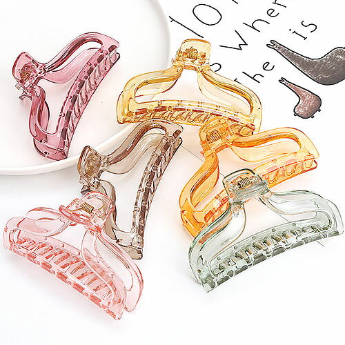 バンスクリップ クリアカラー シンプル 全6色 2個 hap-100 GreenRoseYumi