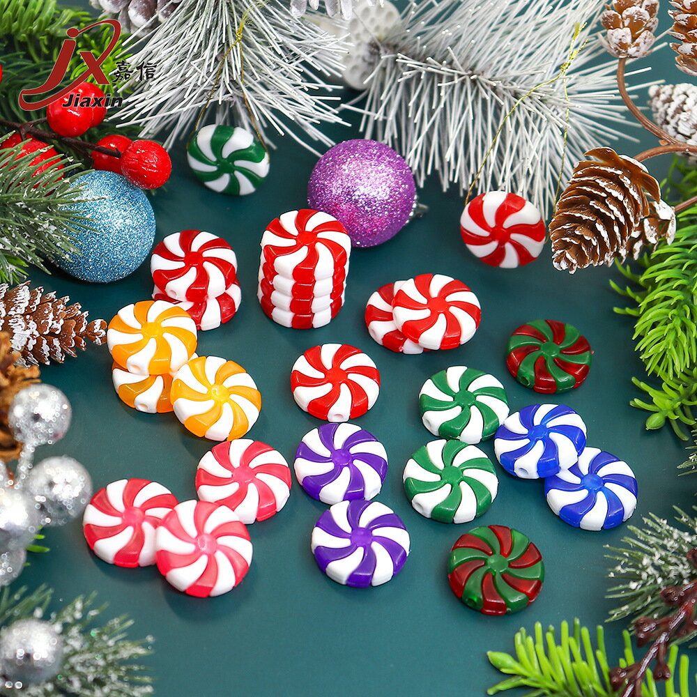 Rakuten - クリスマス ビーズ キャンディー風 ロリポップ ツリー飾り キッズ クルクル 子供 親子作り 10個 beads1293 GreenRoseYumi