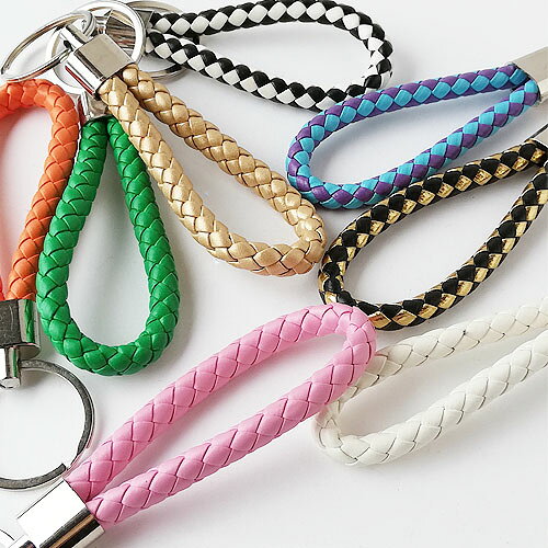 編み込み キーリング 1個 キーホルダー キーチャーム 合皮 輪っか keyring-15 GreenRoseYumi auc-yumishop-10026343 Green Rose ネットショップ Yumi サンプル画像2