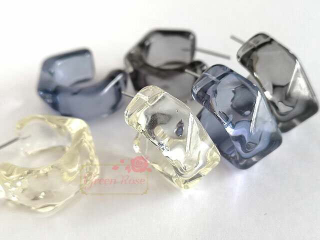 アクリルピアス 2個(1ペア) 全3色 金具 クリアカラー kanagu532 GreenRoseYumi