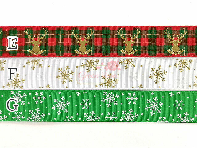 リボンテープ 片面プリント クリスマス 25mm幅 全11種 1m rt188 GreenRoseYumi