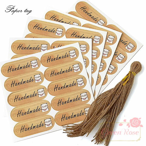 ペーパータグ 紙タグ Handmade 猫 約18×53mm 1セット 50枚入り p-tag09 GreenRoseYumi