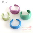 イヤーカフ ミルキーカラー 全4色 1個 レトロ イヤークリップ pp-189 GreenRoseYumi(4)