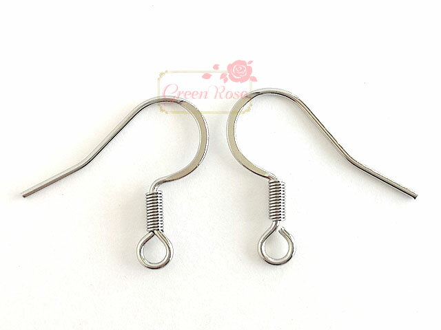 ステンレス製 フックピアス金具 シルバー 10個 kanagu570 GreenRoseYumi