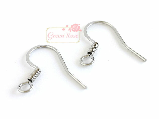 ステンレス製 フックピアス金具 シルバー 10個 kanagu570 GreenRoseYumi